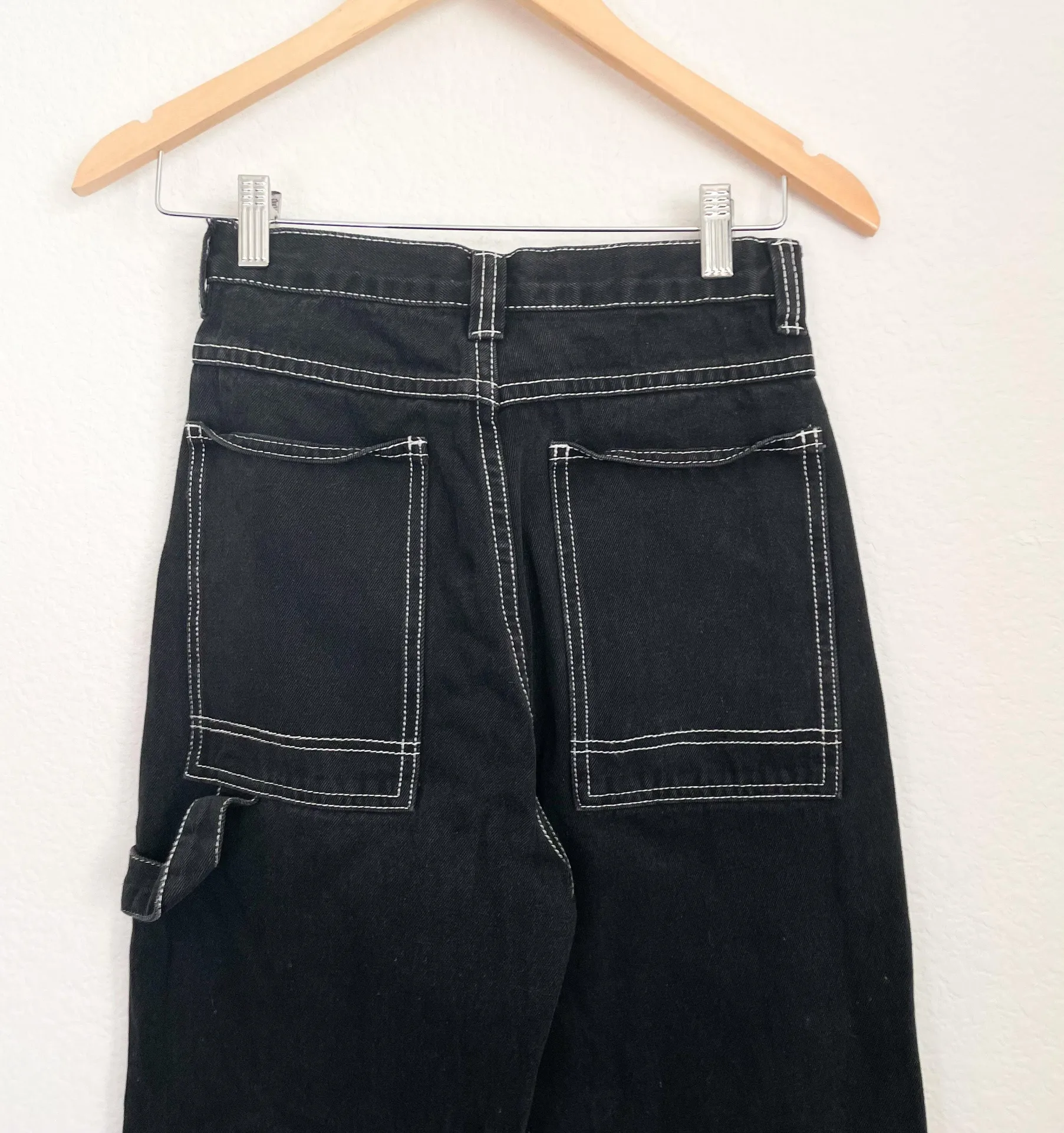 Y2K Black High Waist Straight Leg Cargo Denim Jeans  - Image 12