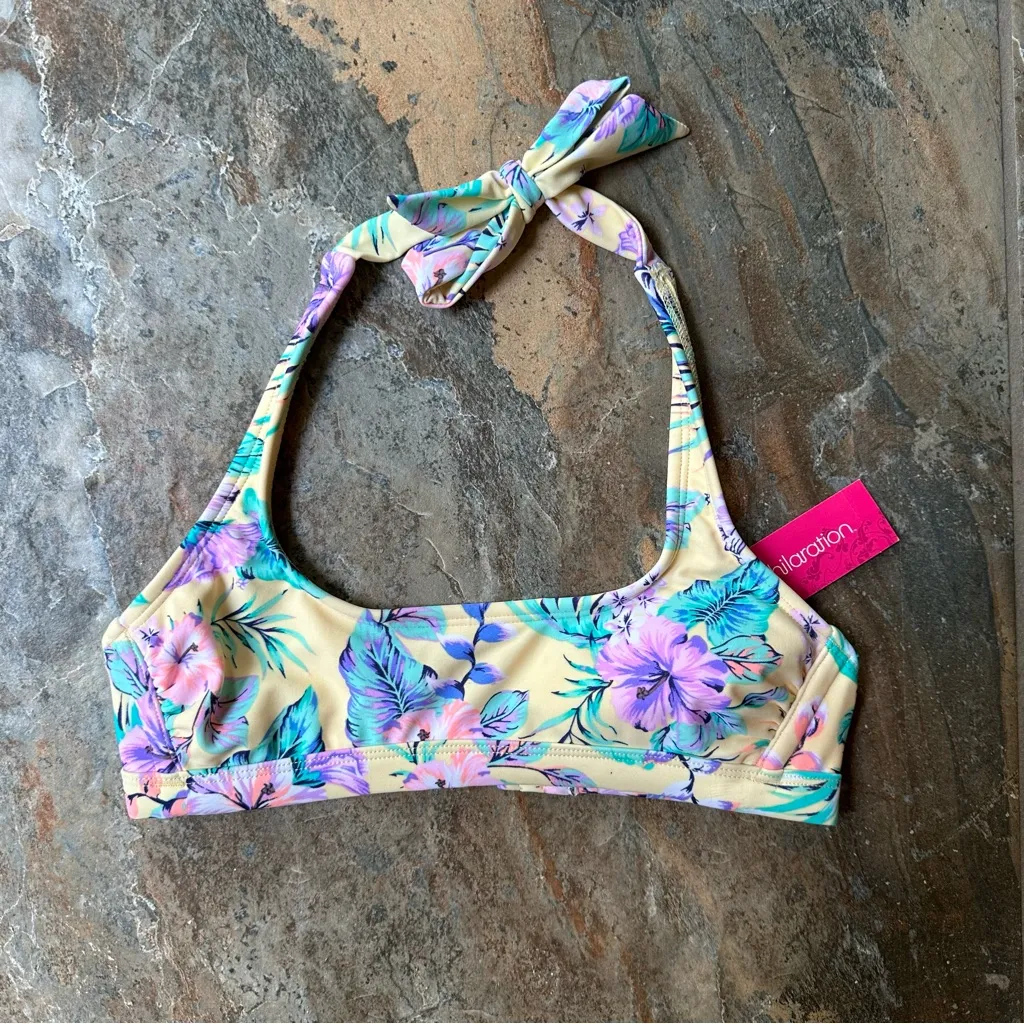 Xhilaration Yellow Floral Print Bikini Set NWT Size XS/S - Image 3