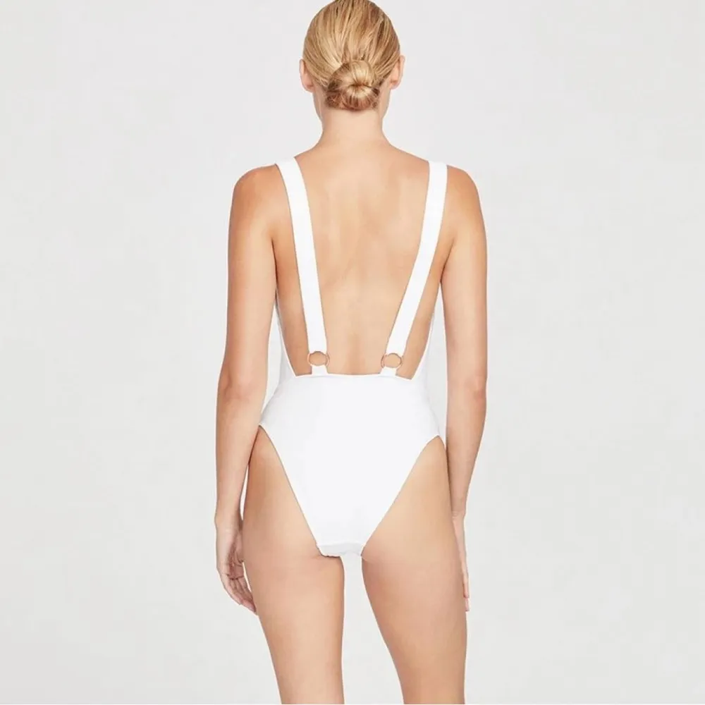 NWT RACHEL Roy White Cutout Monokini Size Small - Image 2