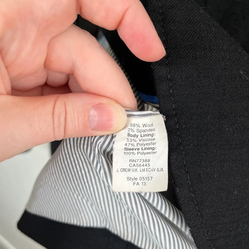 J. Crew Womens Black Preppy Wool Schoolboy Blazer Size 2 - Image 11