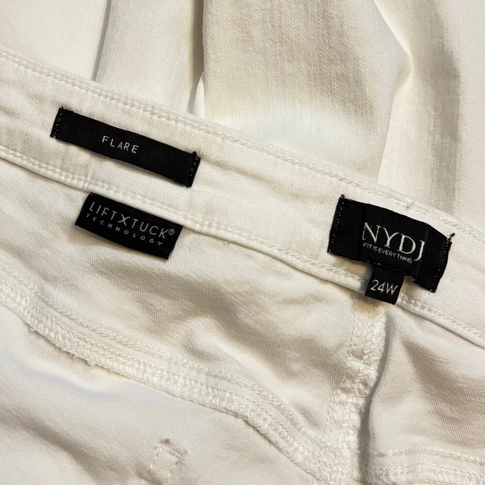 NYDJ Womens Plus 24 W White Lift Tuck Fits Everything Flare Jeans Frayed Pockets - Image 7