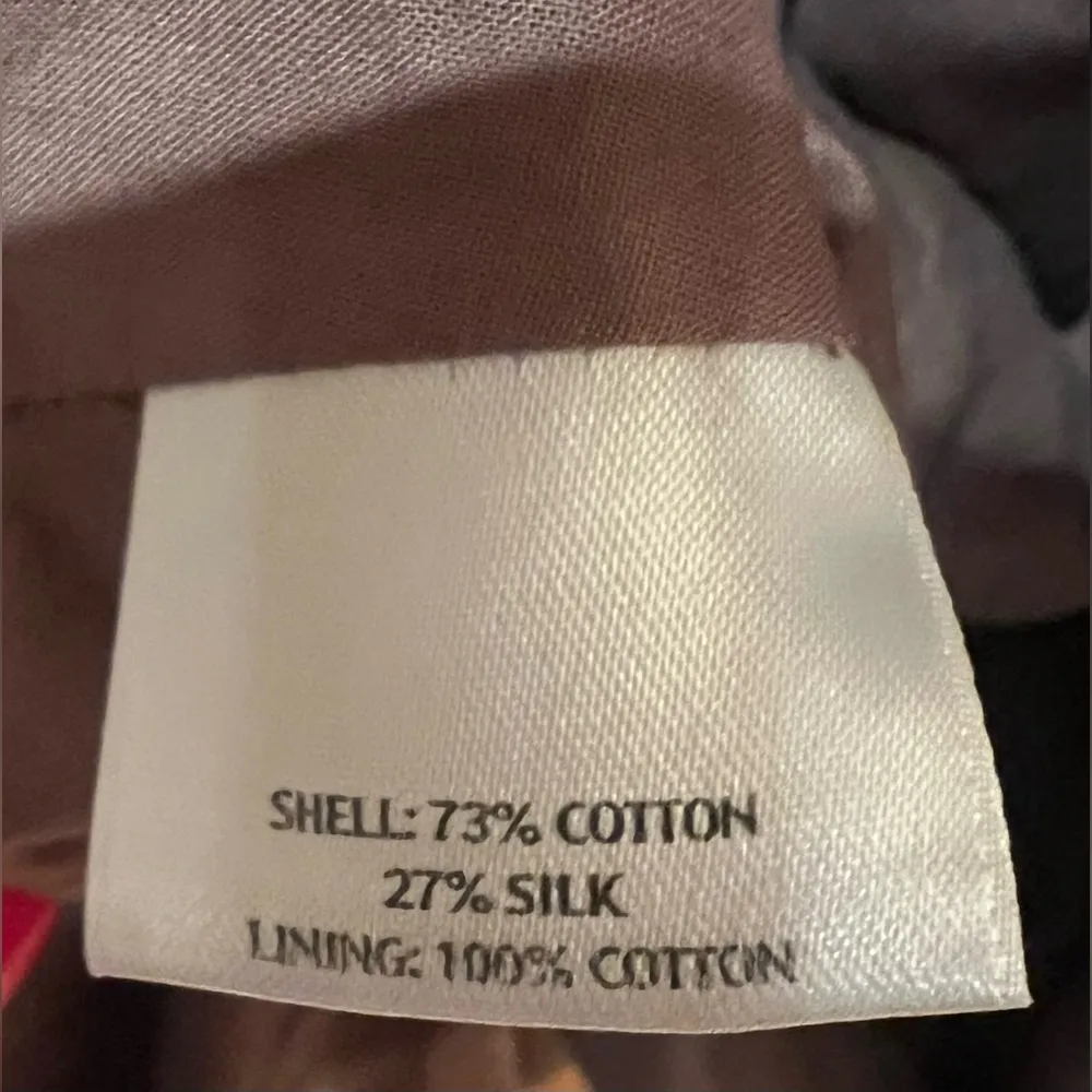 Eileen Fisher Short Sleeve Collared Faux Wrap A-Line Brown Silk Blend Dress Sz M - Image 8