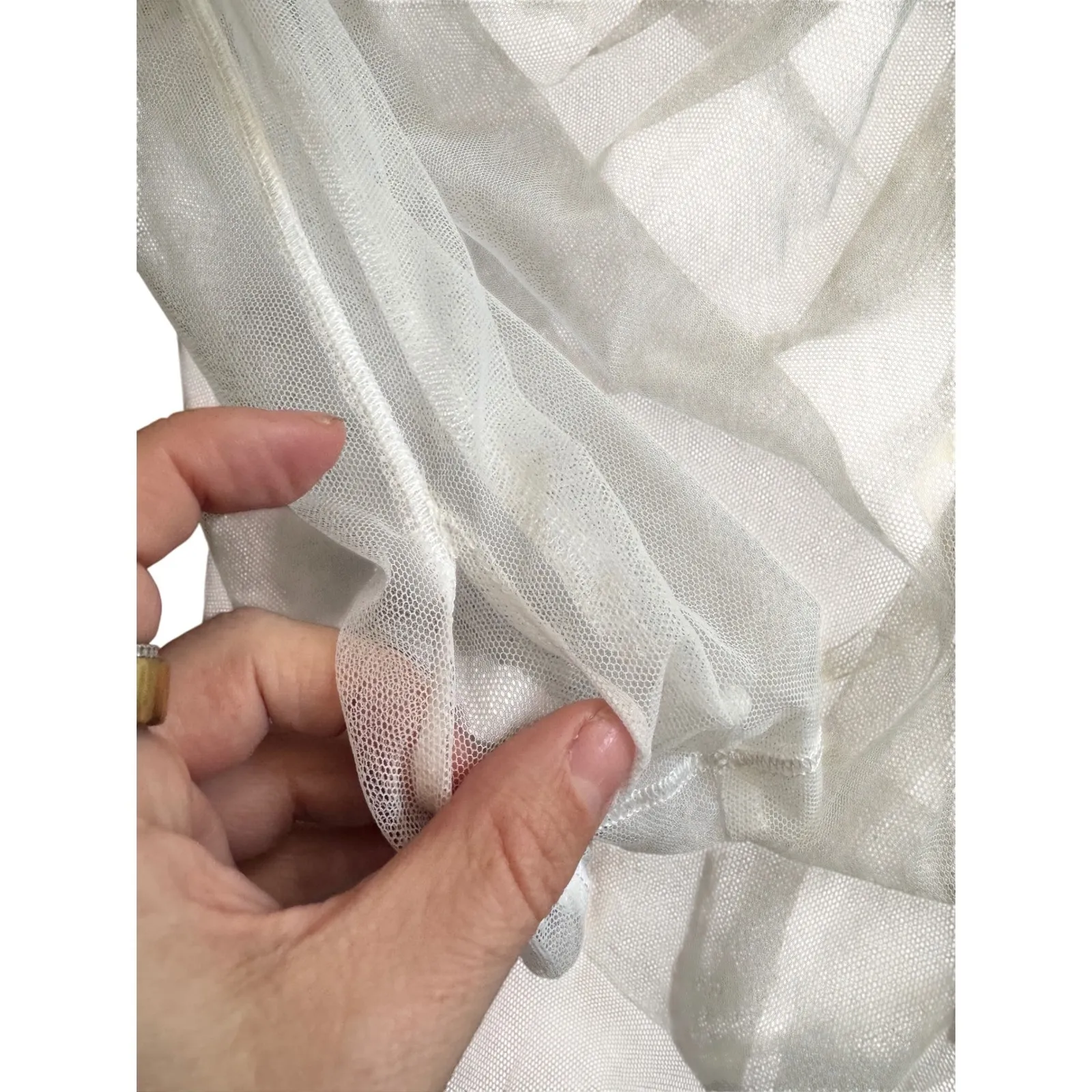 Free People White Sheer Mesh Dress Long Sleeve Size M Layering See Through - Image 3