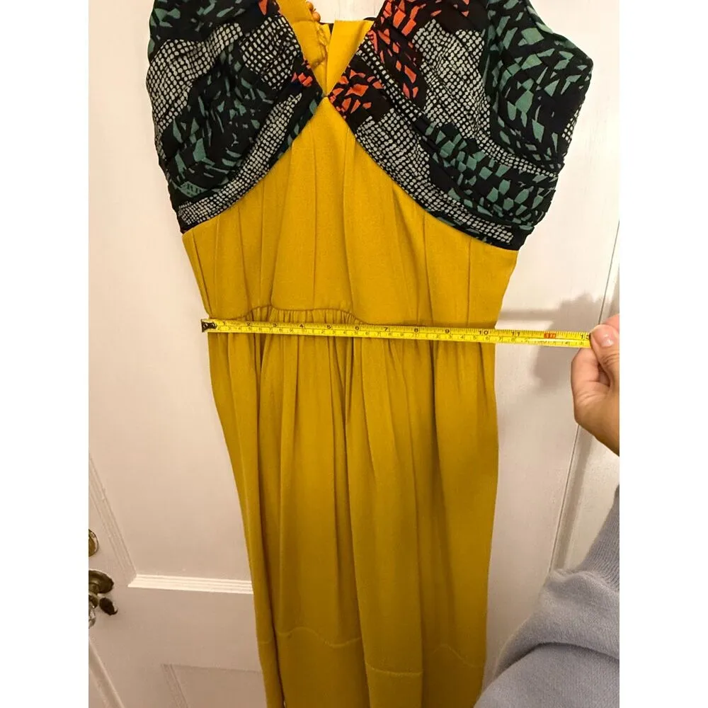 Burberry Prorsum Yellow Green 100% Mulberry Silk Dress NWOT - Image 5