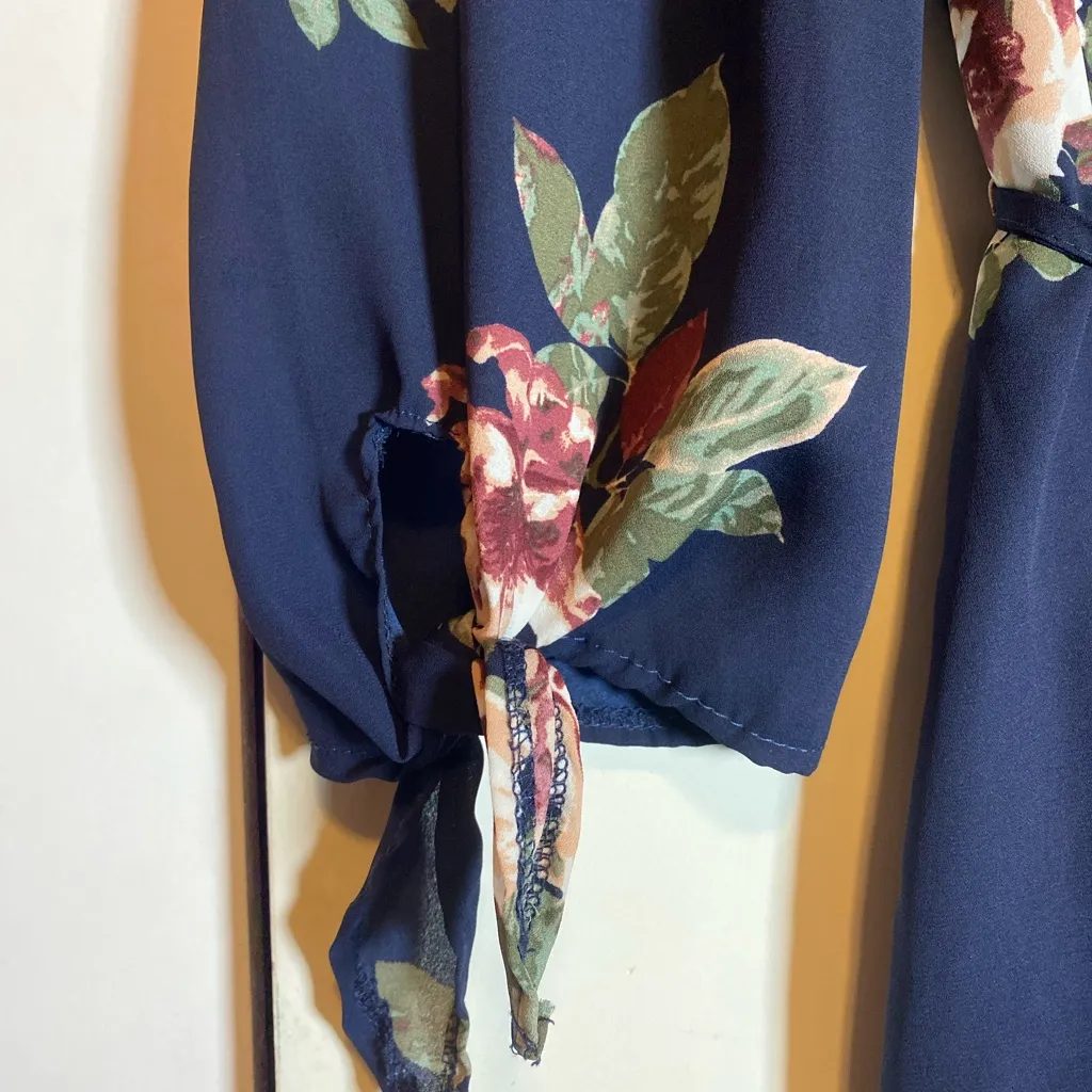 Rue21 Navy Blue Floral Off-Shoulder Dress Small - Image 3
