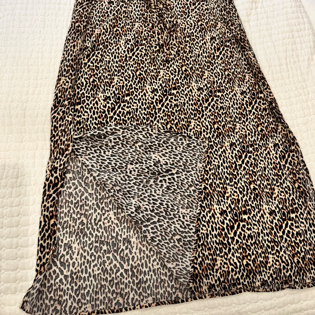 Emma & Michele Leopard Print Maxi Shirt Dress | Soft Rayon | Safari Chic Size S - Image 5