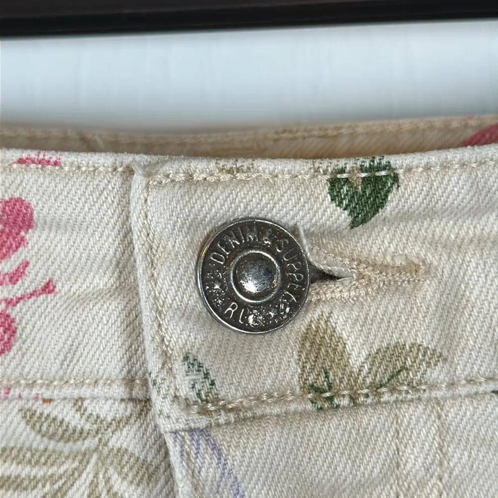 Ralph Lauren Denim & Supply Floral Cream Denim Ankle Zip Jeans Size 32 EUC #0117 - Image 6