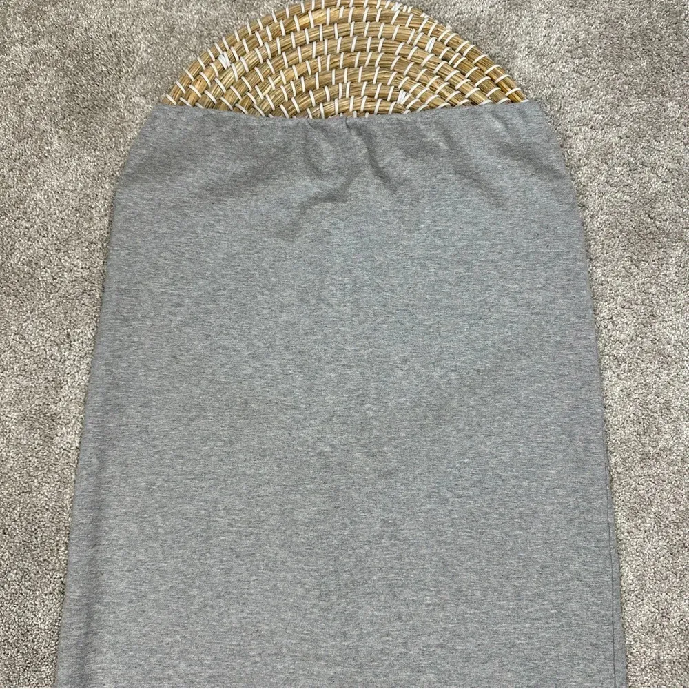 Reformation Elowen Knit Jersey Midi Skirt Pull On Organic Cotton Heather Grey XS - Image 7