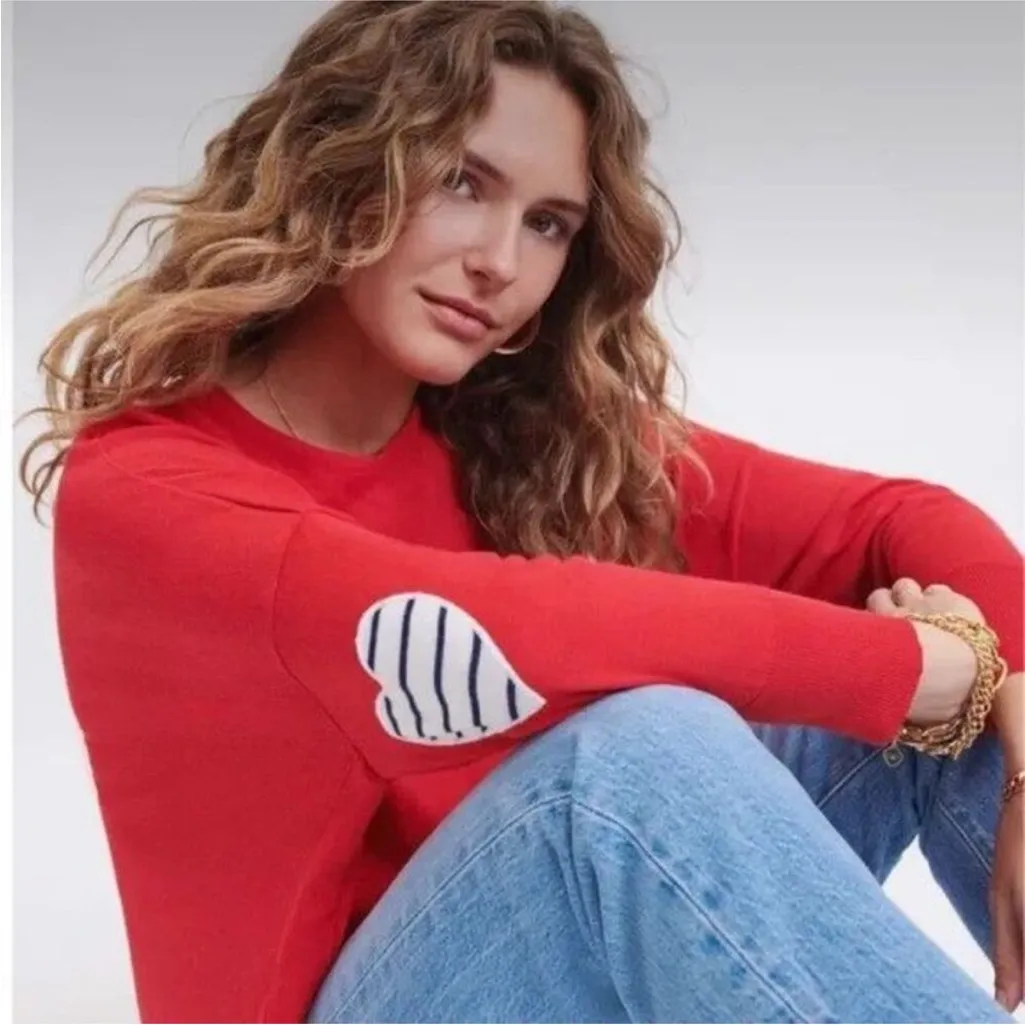 Mersea Amour Poppy Red Heart Elbow Patch Pullover - Image 3
