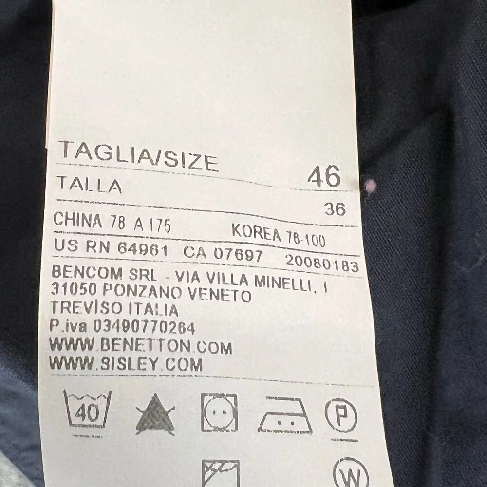 Stile Benetton Pants Women US 10 Blue Cotton High Waist Pleated Trousers Classic - Image 14