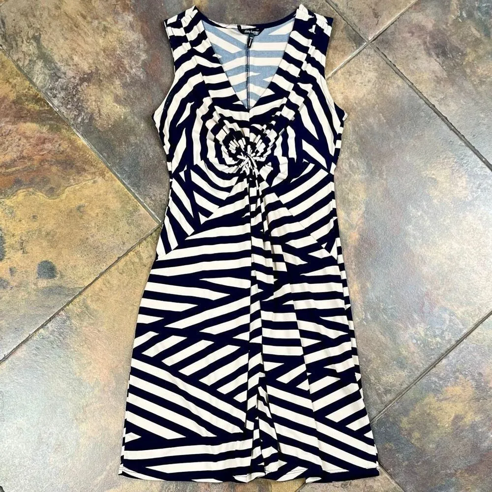 Daisy Fuentes Blue Tan Geometric Tank Sleeve Mini Dress Petite Extra Small - Image 5