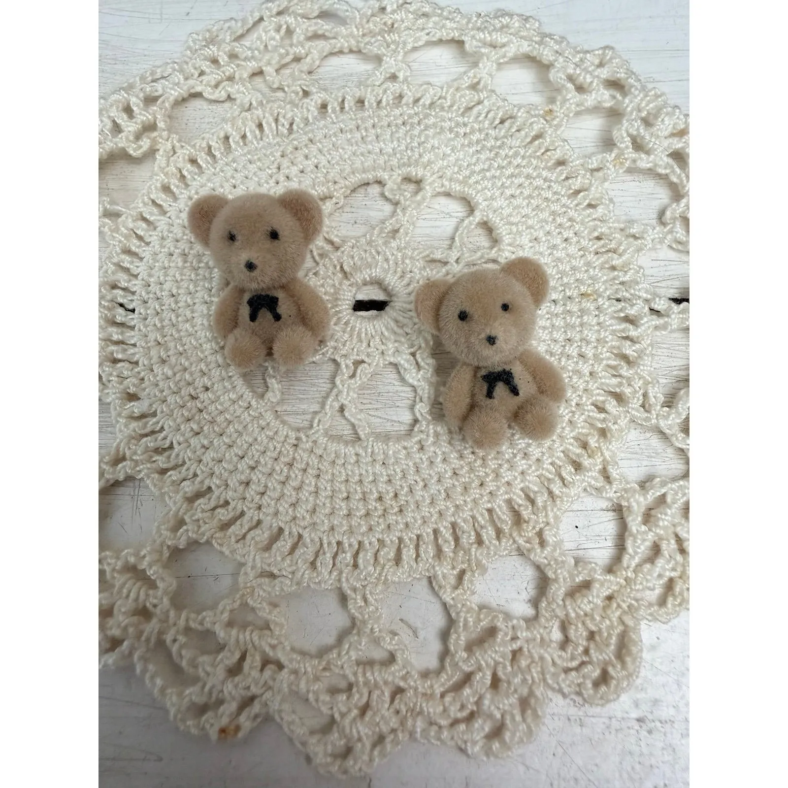 Teddy Bear Earrings Bundle Fuzzy Studs + Iridescent Dangle Hoops Cute Kawaii - Image 7