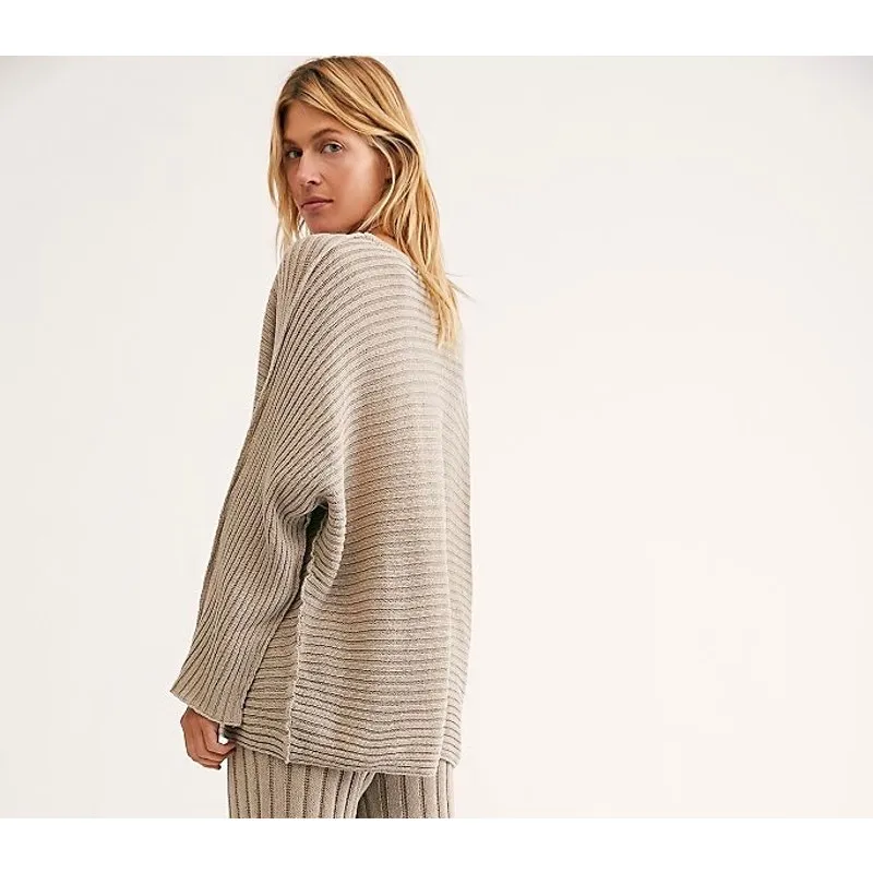 Free People Beach Imogene Sweater Size XS Tan Ribbed Oversized Open Knit - Image 13
