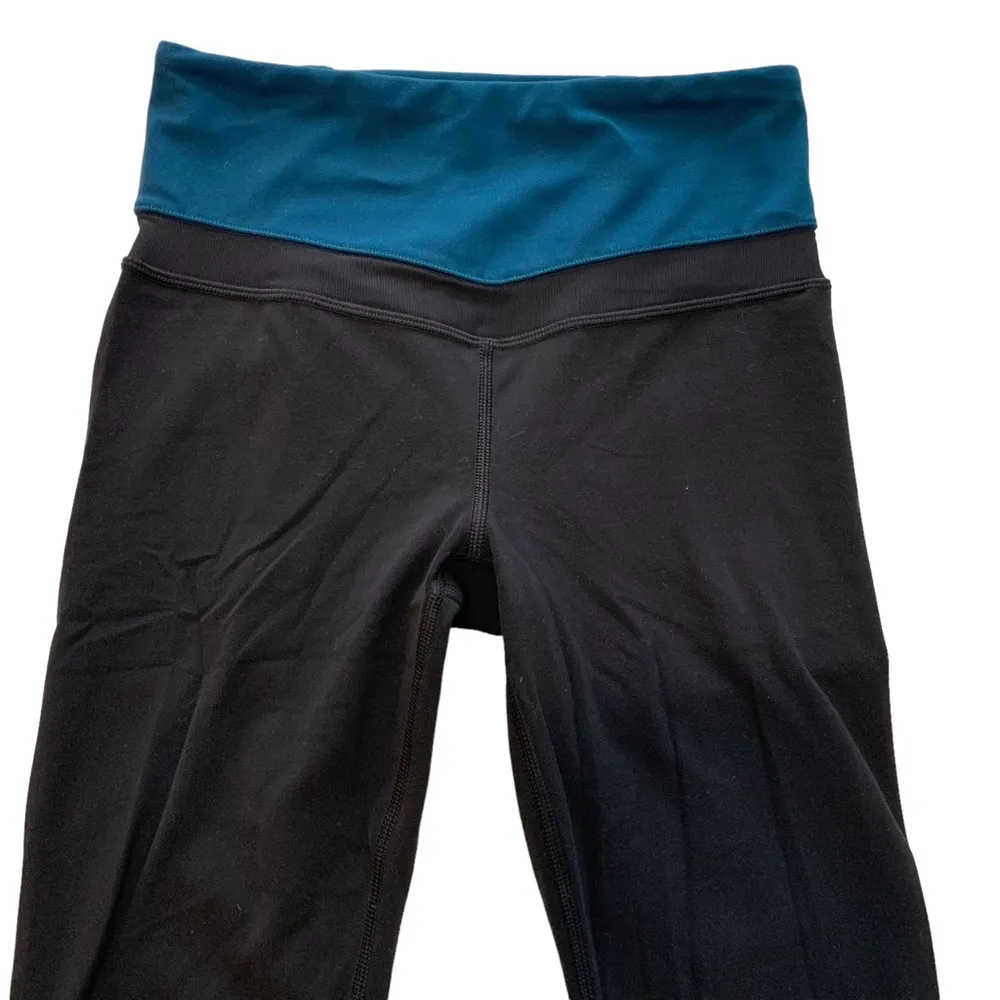 Athleta Powervita High Rise Mesh Elation Black and Teal yoga running Leggings - Image 6