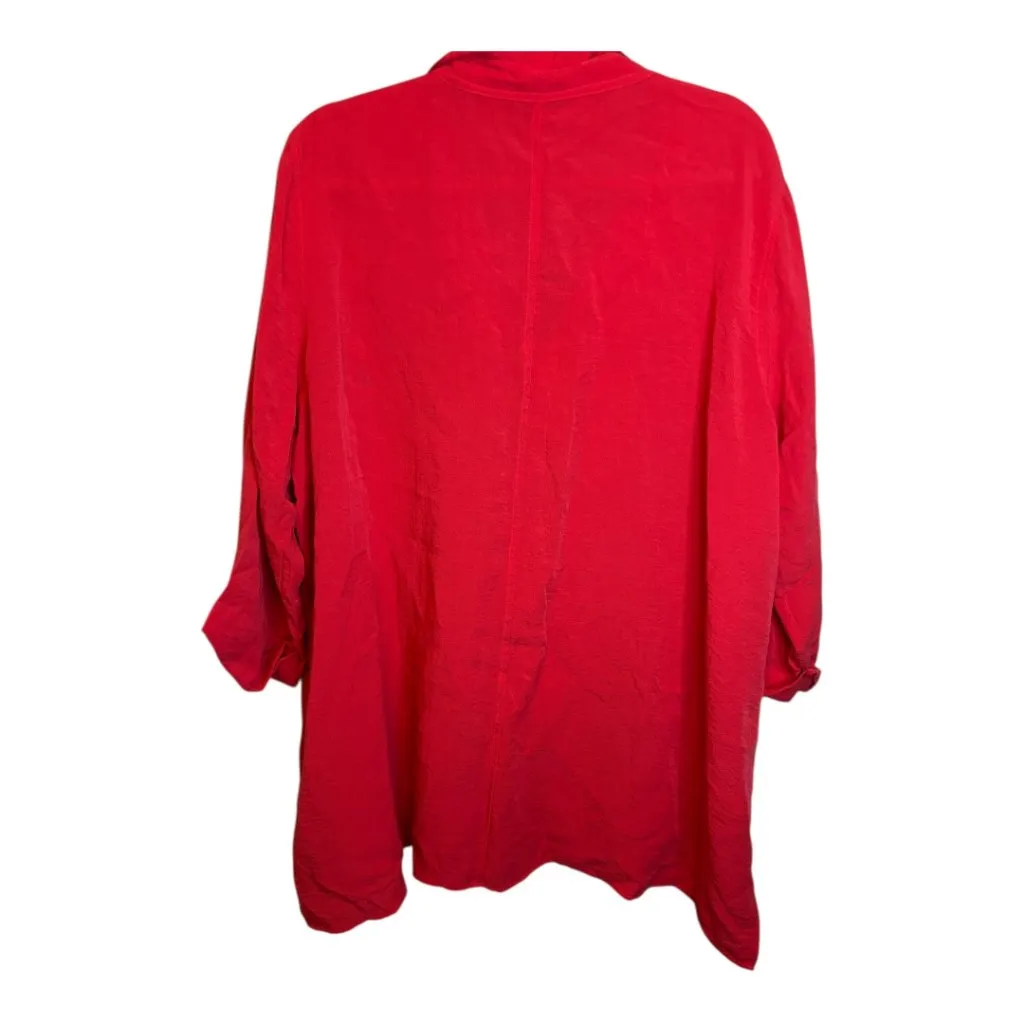 John Mark Blouse Women's Size 2X Wire Collar‎ Button down Artsy Red - Image 2