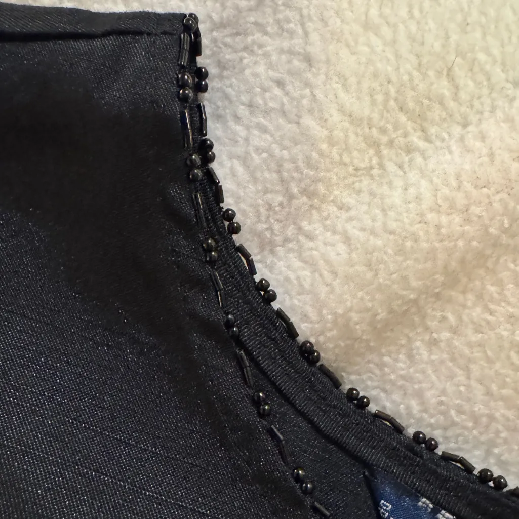 Karen Scott Black Beaded Neckline Top - Image 6