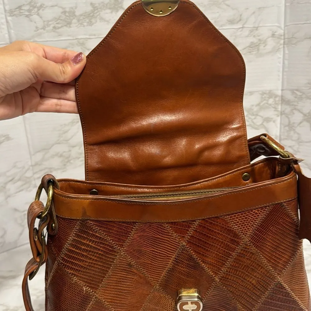 Justin boots leather patchwork brown shoulder crossybody purse rodeo western - Image 10