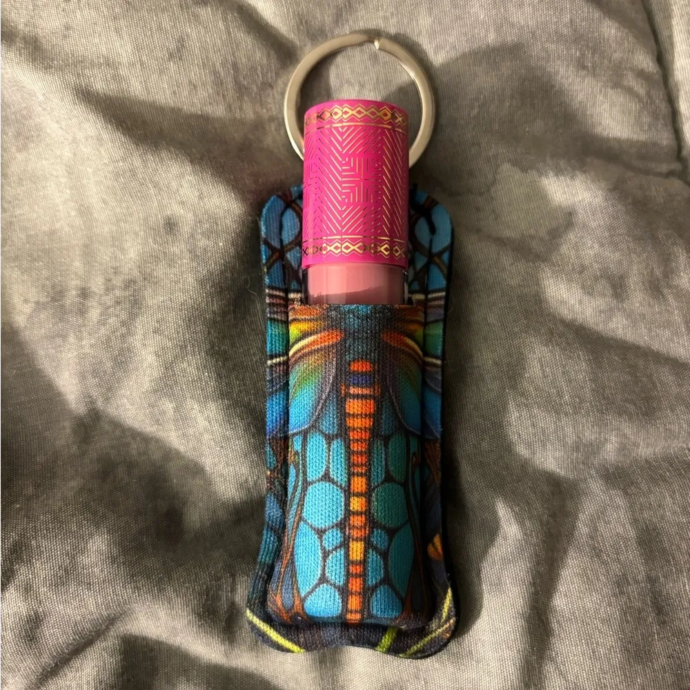 NWOT dragonfly lip balm/lipstick holder key chain Blue - Image 9