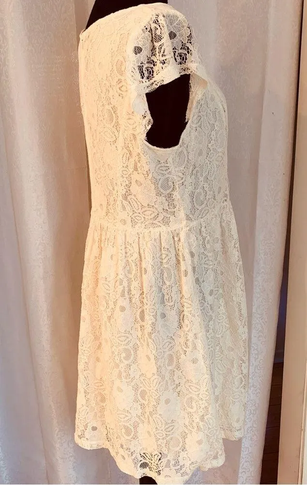 Á REVE Ivory White Lace Dress Sz: L Size L - Image 2