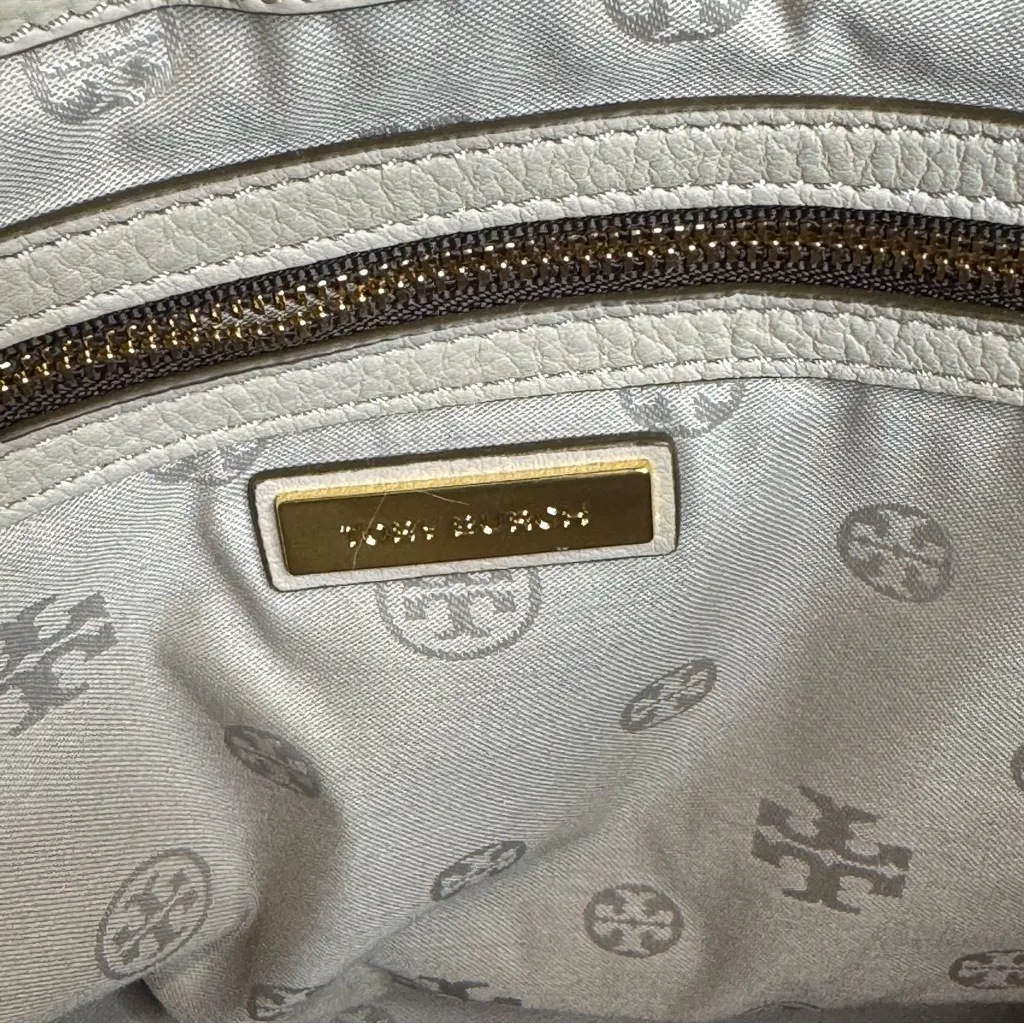 Tory Burch Robinson pebbled side zip tote leather handbag purse ladies casual - Image 13