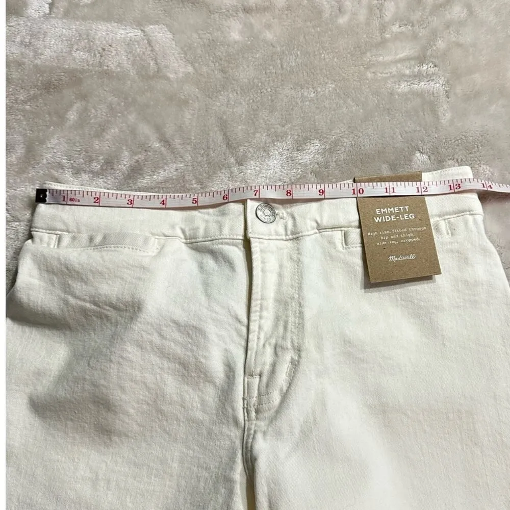 Madewell The Emmett Wide-Leg Crop Jean Women's 25P Petite Off White Welt Pocket - Image 9