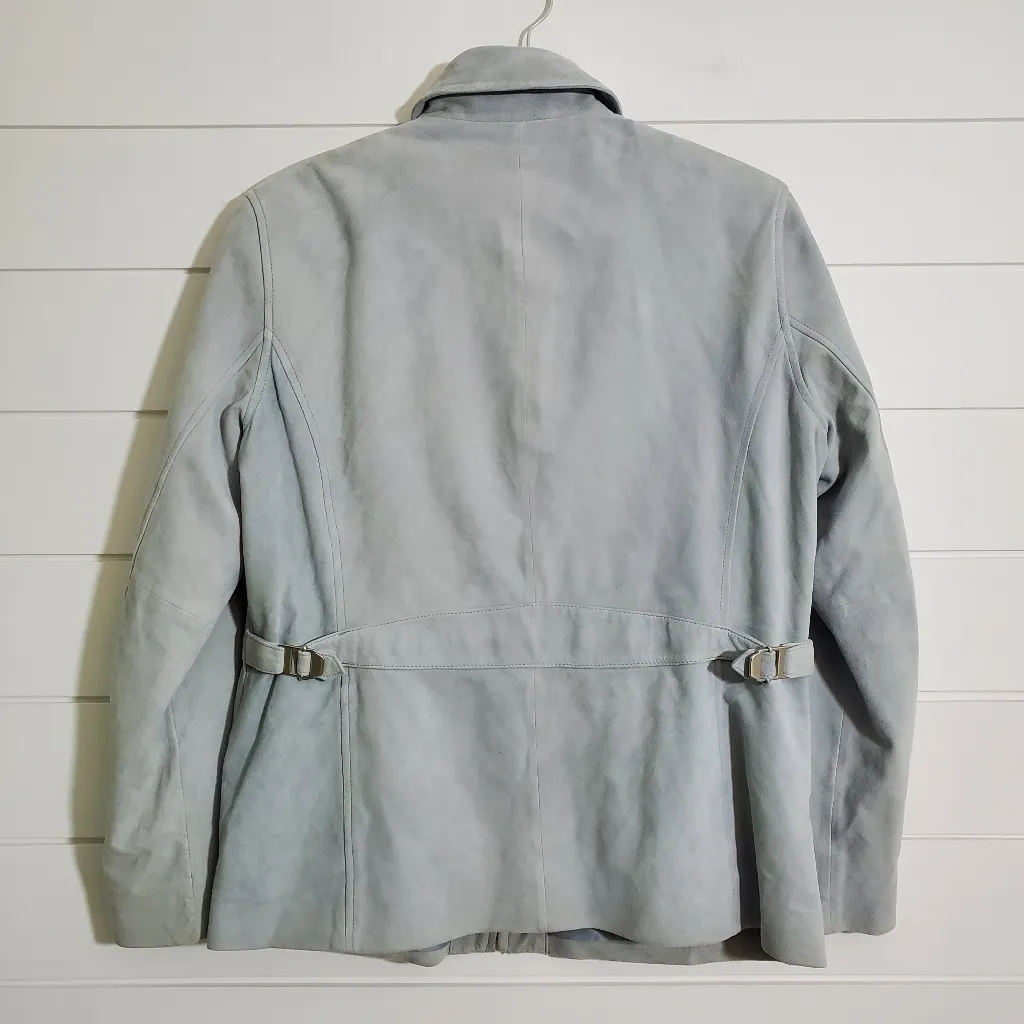 Lauren‎ Ralph Lauren  Light Blue Suede Leather Womens Jacket Size M - Image 5