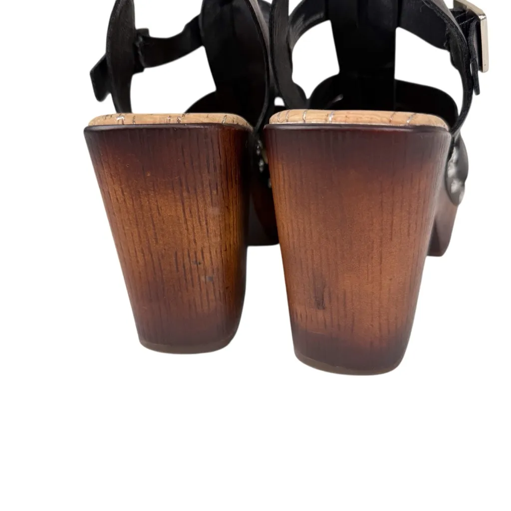 Korks by Korkease Whitney Platform Wooden Heel Sandal Black Studded Size 8 - Image 8