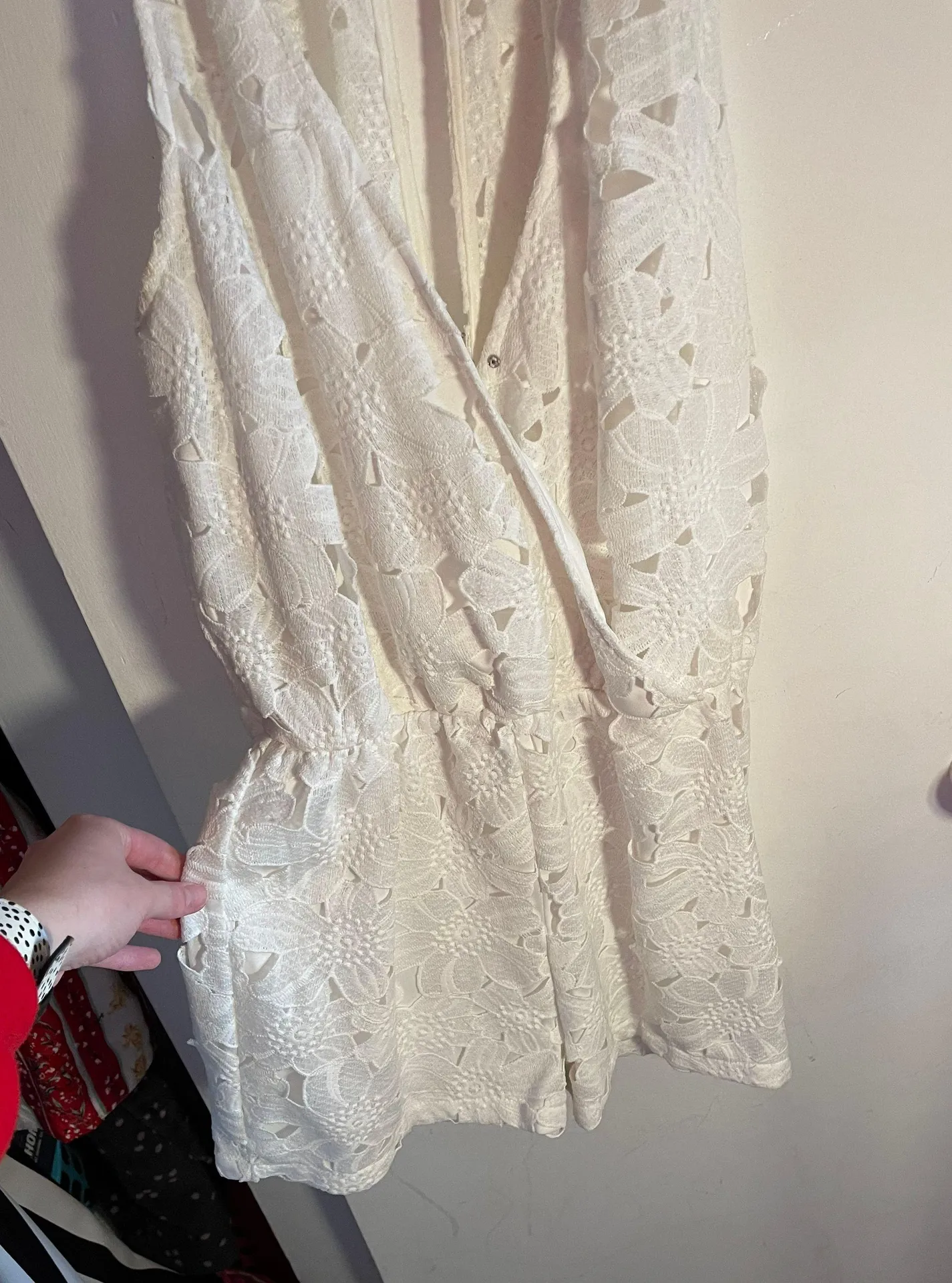 White Flower Lace Romper  - Image 2