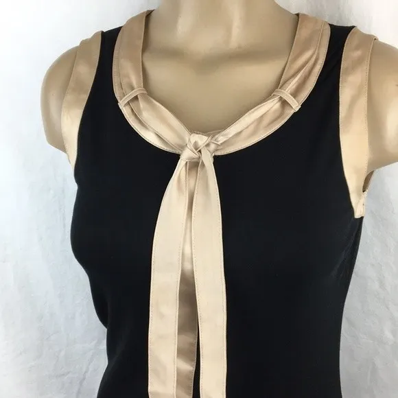 Basler Black & Tan Sleeveless Satin Trim Color Block Top M Size M - Image 7