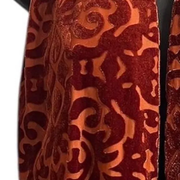 Elegant Velvet Paisley Print Scarf in Rich Orange Wrap Material - Image 3