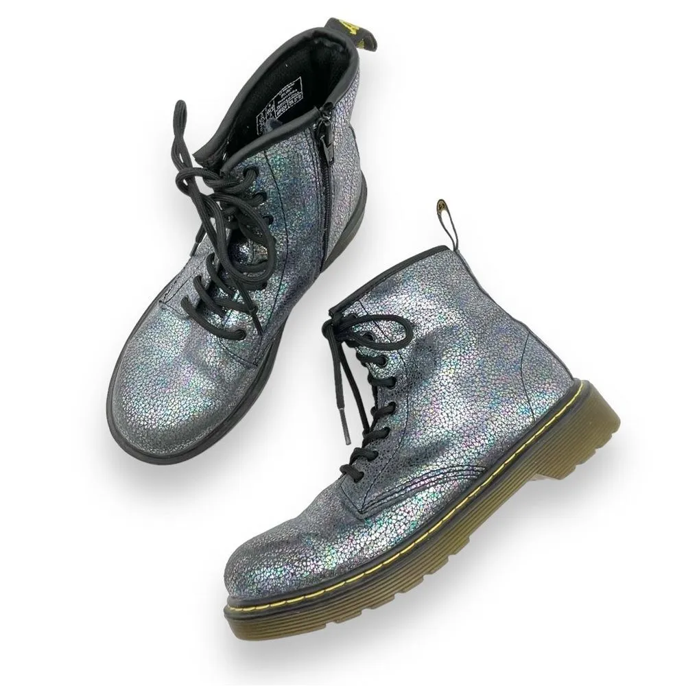 Dr. Martens Delaney Iridescent Crackle Lace Up Side Zip Combat Boot Women’s Sz 5 - Image 2