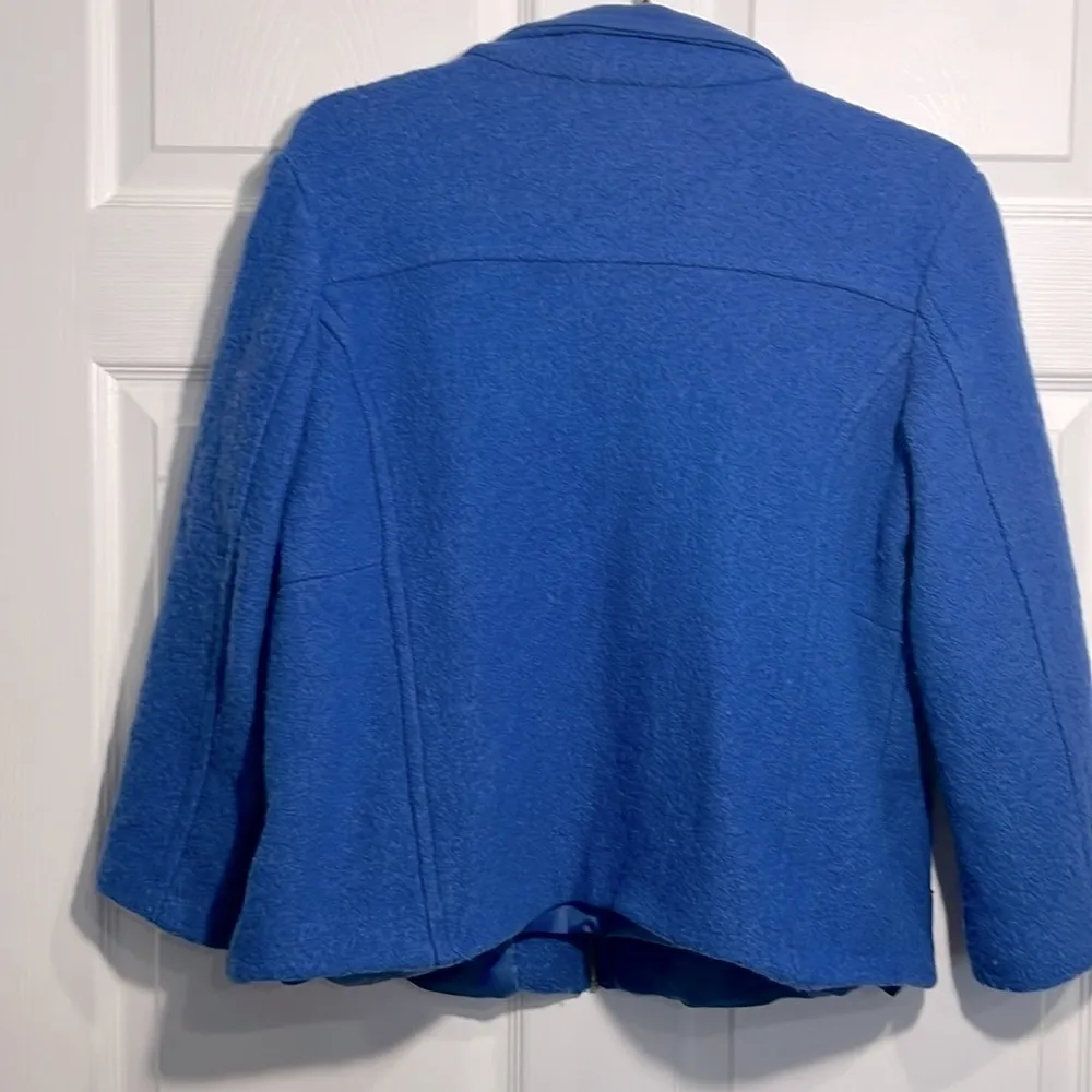 Lands End Women's Blue Wool Blend Jacket - Size 14 Petite - Image 7