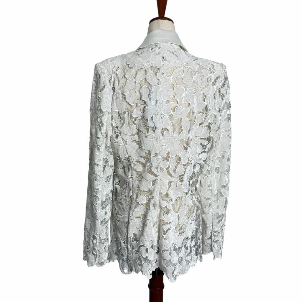 Nadine Merabi Velvet Lace Blazer White Size 12 - Image 6