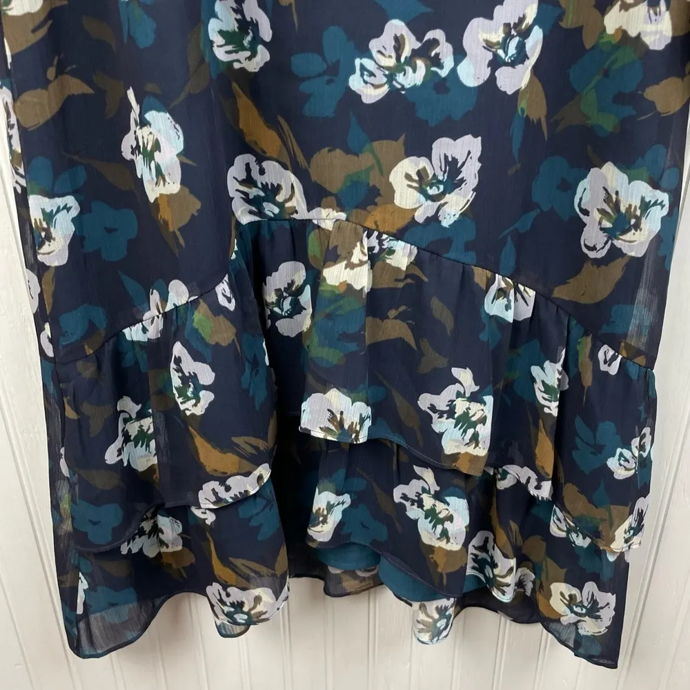 CAbi 3460 Pirouette Floating Flowers Dress Navy Blue Women's Size Medium Boho - Image 6