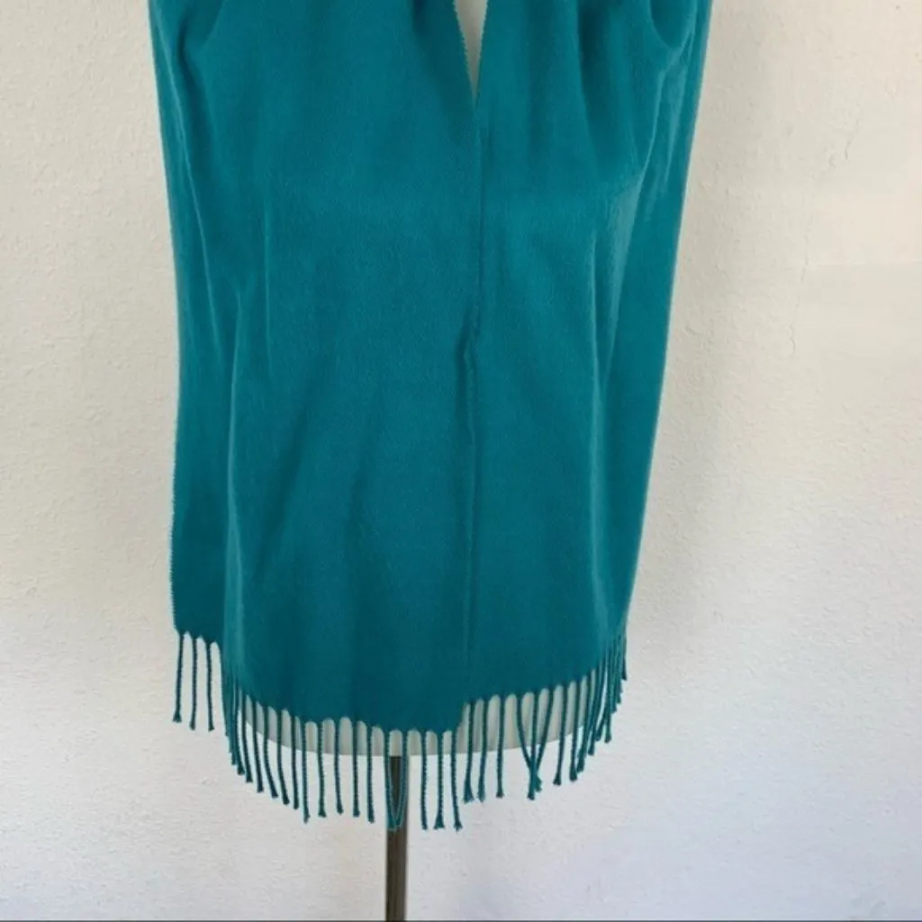 Cejon Teal Blue Fringe Scarf Shawl Wrap 100% Acrylic‎ Made in Italy - Image 3