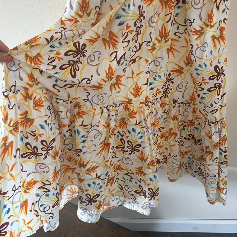 A.L.C A-Line Midi Dress White Multi Lilah Print Flounce Hem Size 4 $495 - Image 10