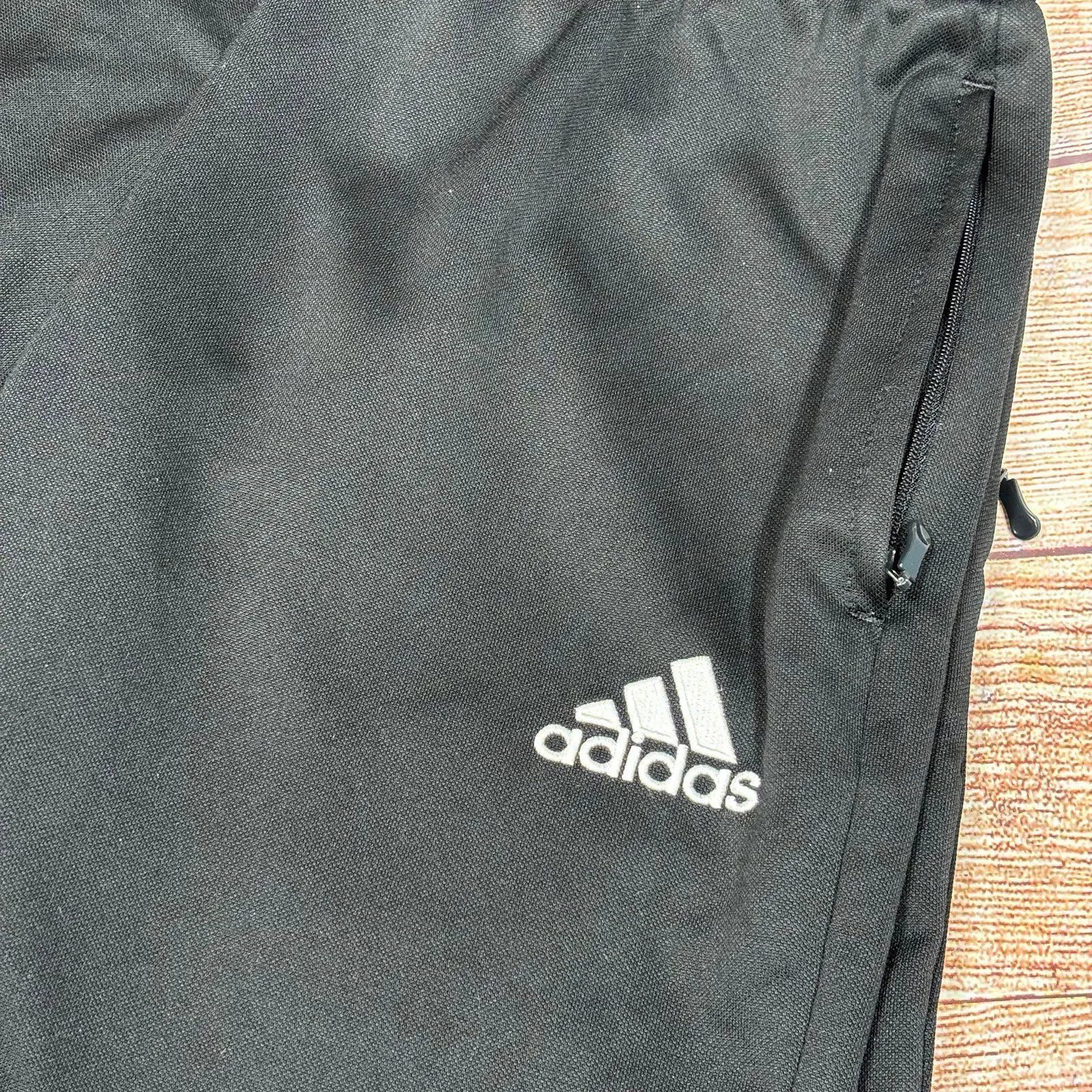 Adidas  Black Track Pants with Zippered Pockets Size Medium - Image 2