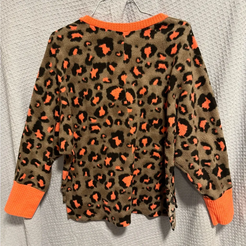 White Birch Leopard V-Neck Sweater - Orange and Brown - Image 2