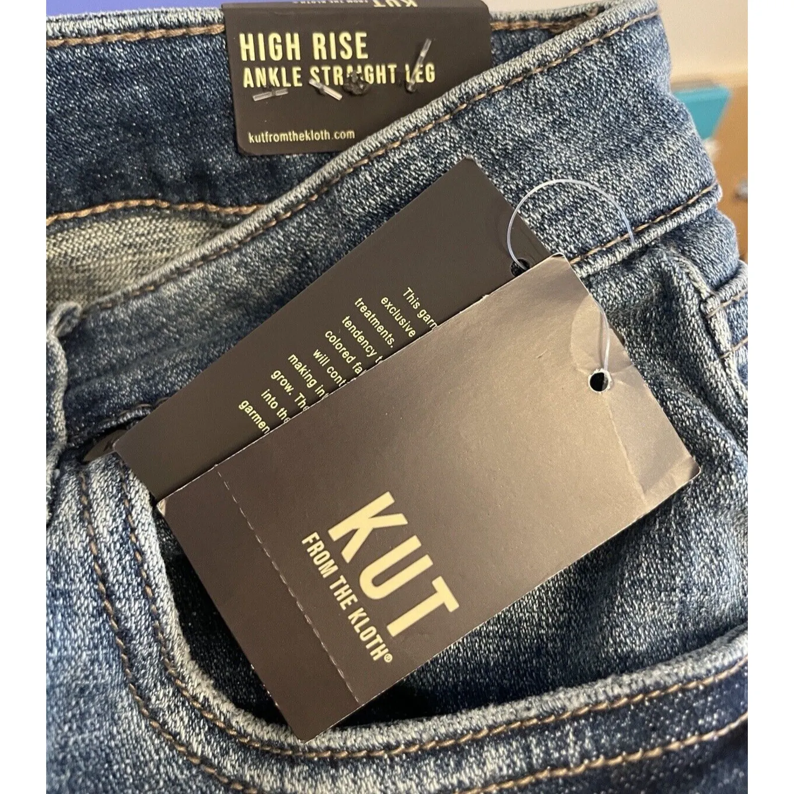 Kut From The Kloth High Rise Ankle‎ Straight Leg Jeans Size 20W Blue Rips NWT - Image 8