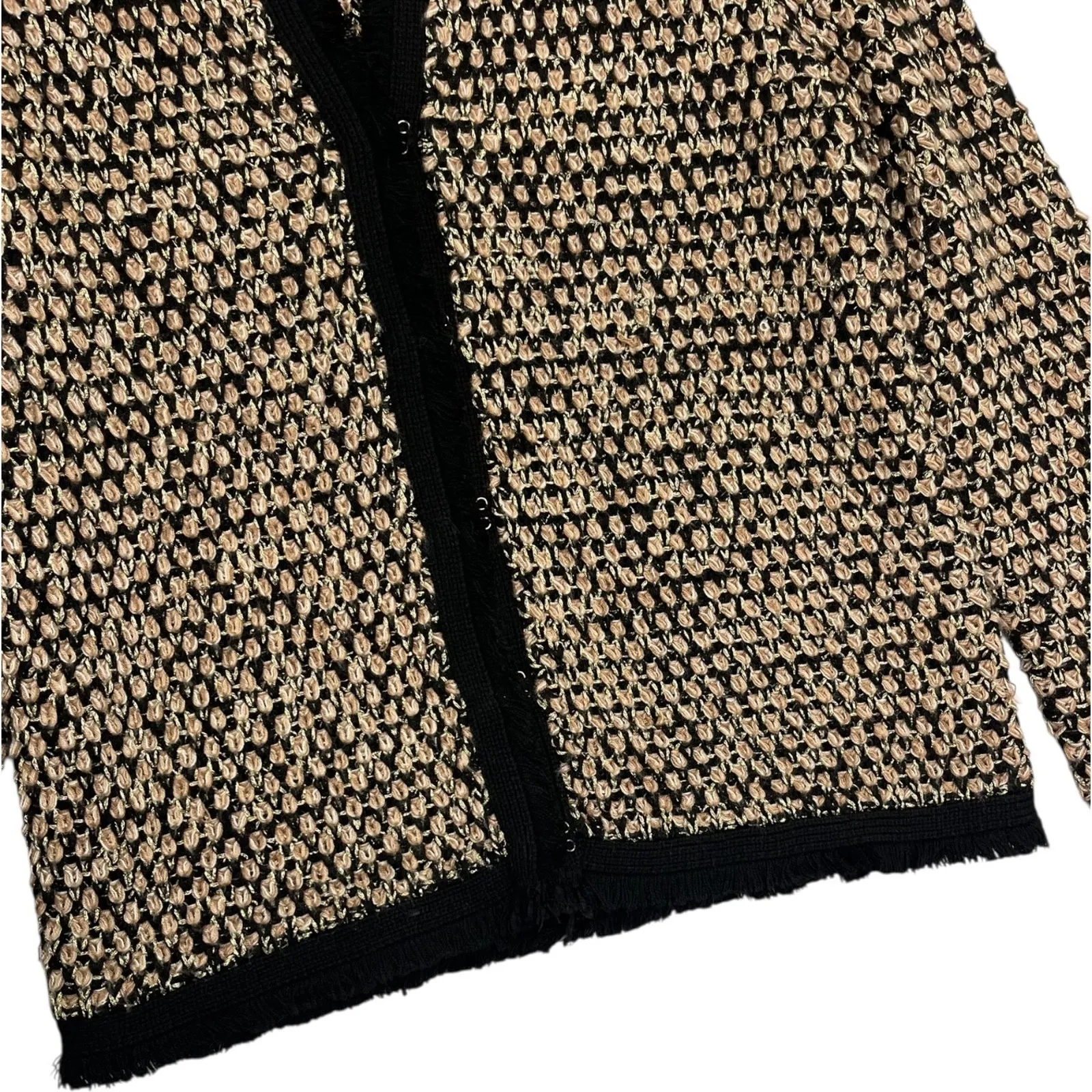 J McLaughlin Twill Jacket Womens Small Black Tan Wool Blend Metallic Designer - Image 7