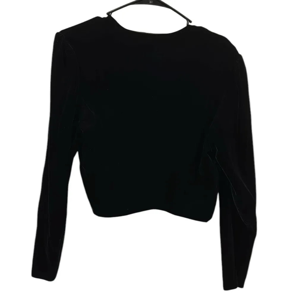 Vintage Black Velvet Karen Lucas for Niki Long Sleeve Cropped Shrug Jacket M Size M - Image 8
