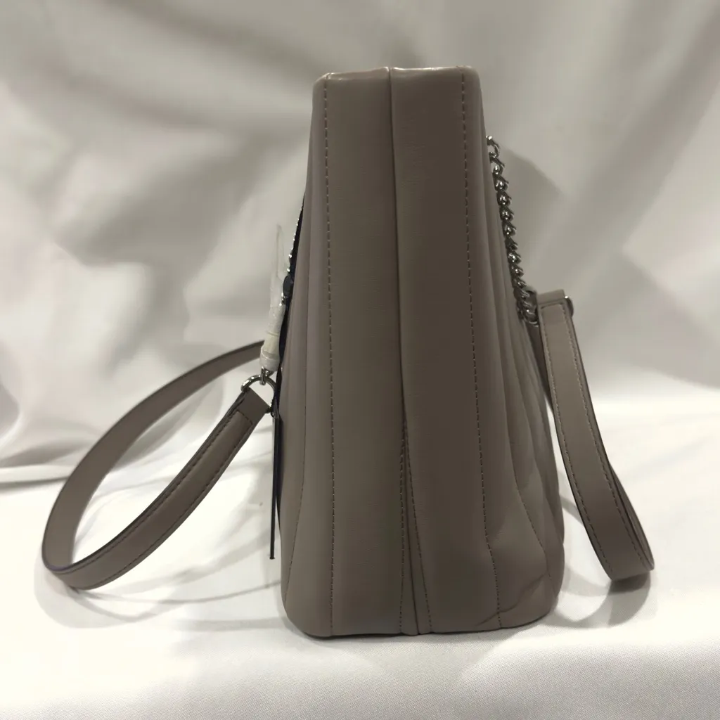 DKNY Shopper Seva Tote Leather Handbag Toffee Brown/ Silver - Image 5