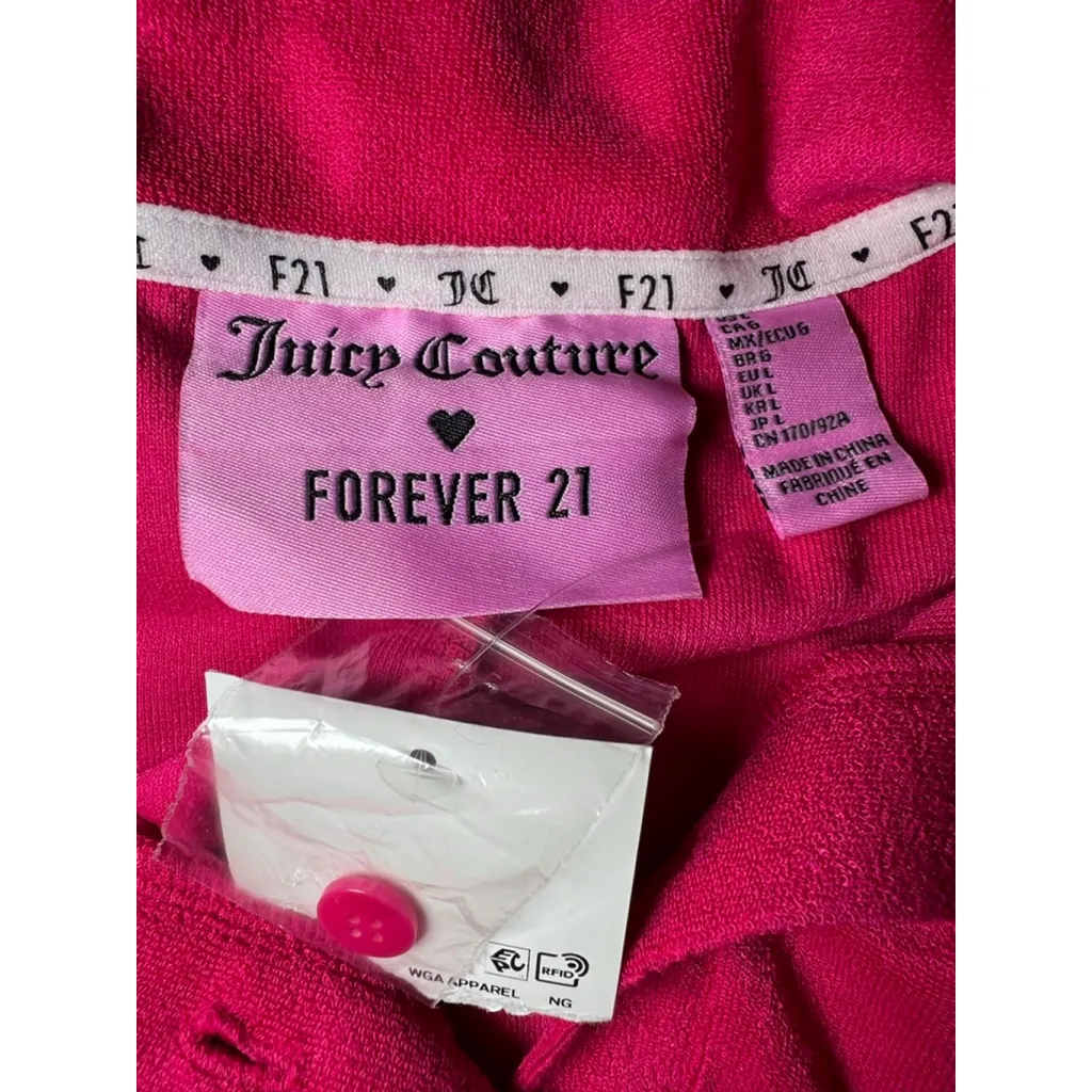 NEW Juicy Couture X Forever 21 Pink Terry cloth Romper Sz L Y2K Barbiecore NWT - Image 9
