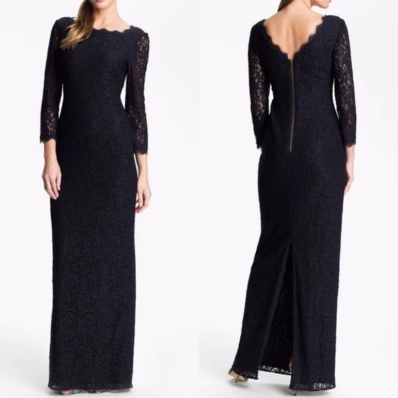 Adrianna Papell Scalloped Lace Gown Dress - Image 2