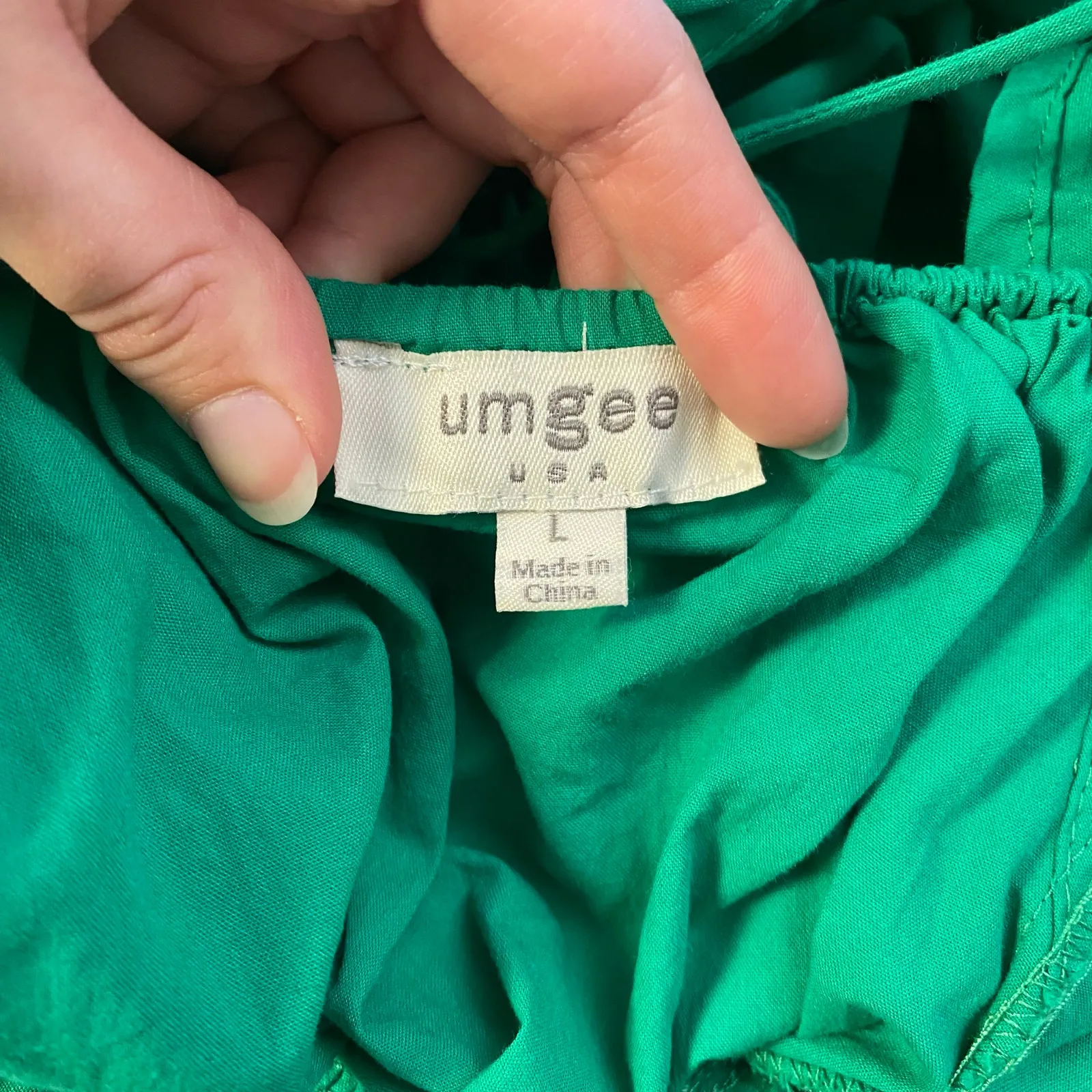 Umgee Kelly Green Tiered Ruffled Corset Back‎ Mini Dress Preppy Casual Size L - Image 2