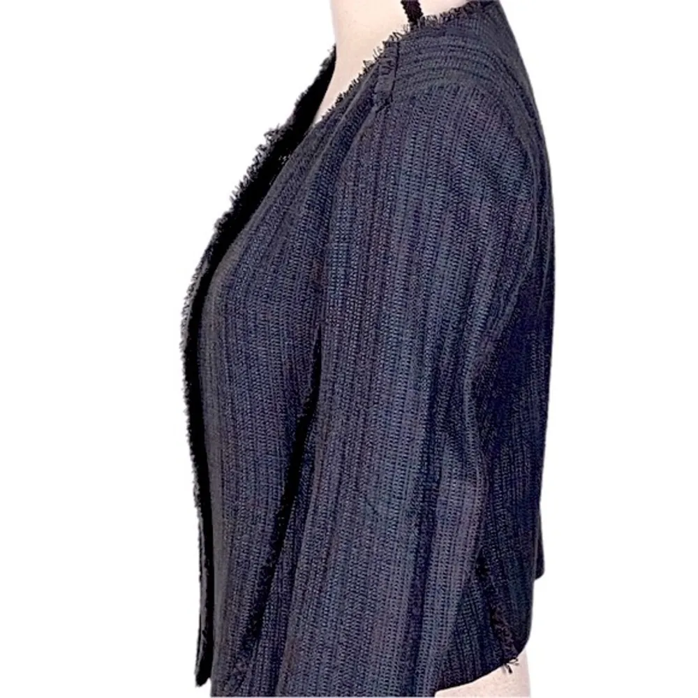 ANN TAYLOR LOFT slate blue w/red, tweed blazer with fringe detail. Size 2. EUC - Image 6