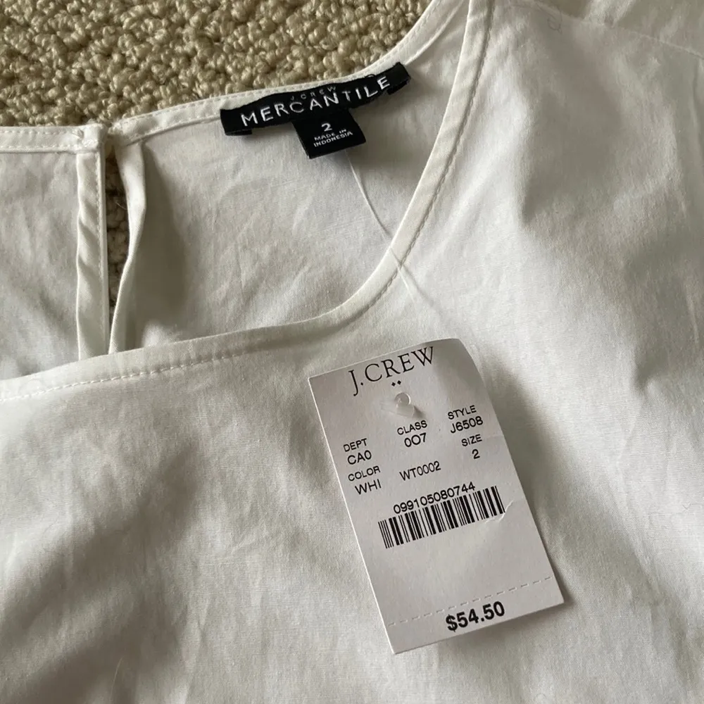 NEW J. Crew Bell Sleeve Ruffled Blouse Top Size 2 White Oversized Cotton NWT - Image 4