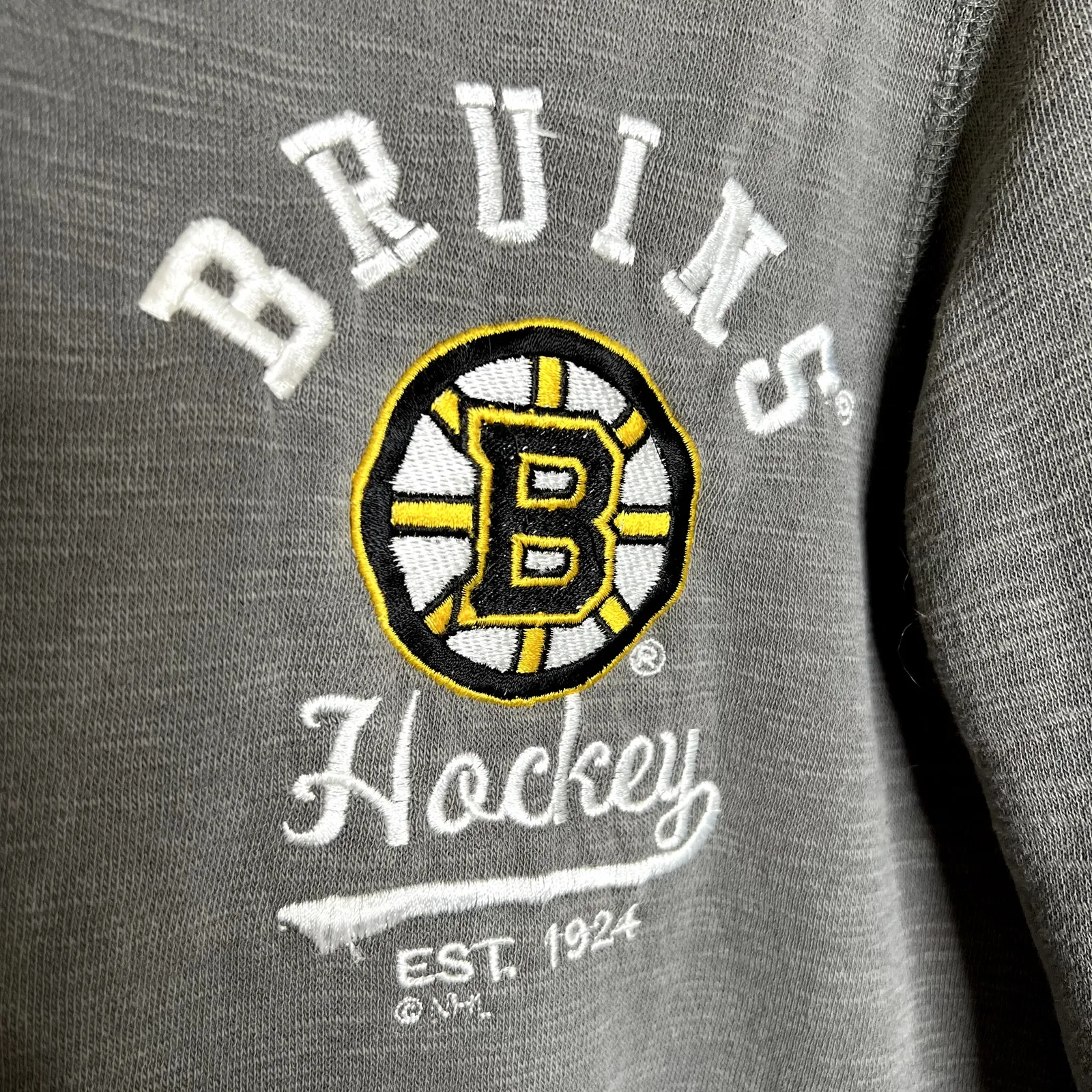 Boston Bruins Lace Up Gray Hooded Sweatshirt - Image 5