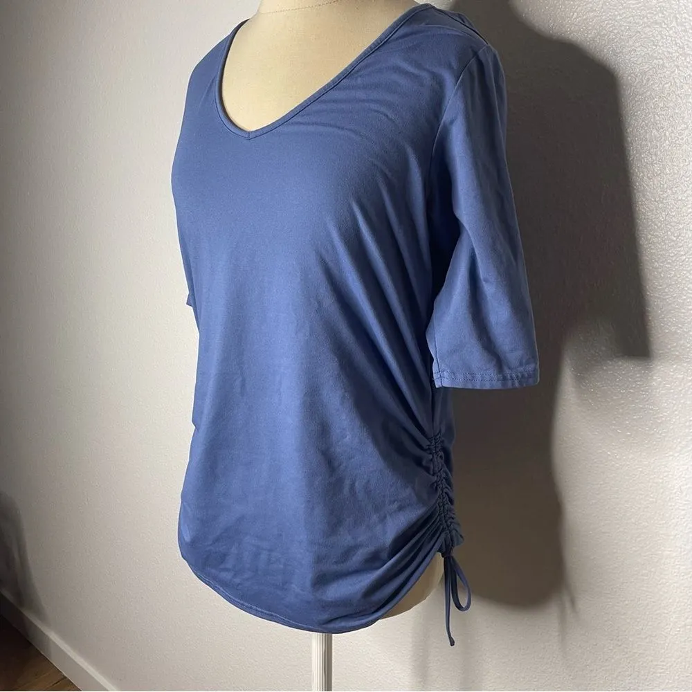 Columbia Size S Periwinkle Blue Scrunched Sides Top 3/4 Sleeve Shirt Activewear - Image 2