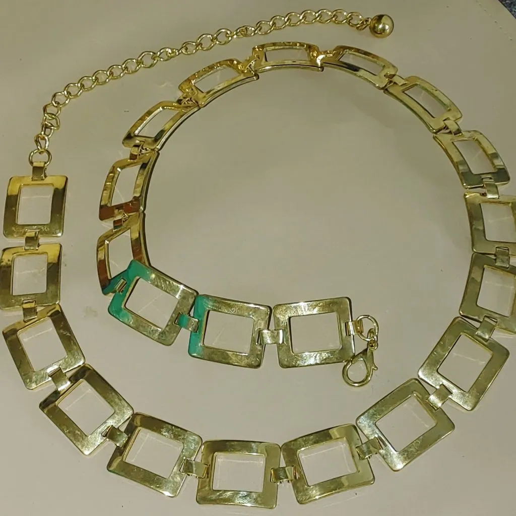 Gold Tone Chain Link Belt Vintage Versatile Adjustable Rectangle Design 1 Inch Size XL - Image 9